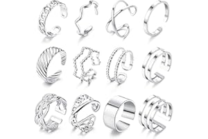 YADOCA 12Pcs Open Rings Set for Women Stainless Steel Knuckle Rings Silver Gold Stackable Rings for Women Thumb Ring Trendy S