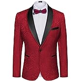 COOFANDY Men's Floral Tuxedo Suit Jacket Slim Fit Dinner Jacket Party Prom Wedding Blazer Jackets