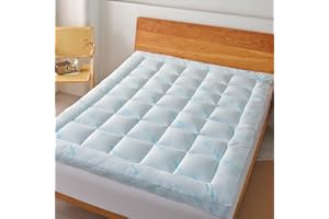 Favorland Mattress Topper Queen Size - Cooling Extra Thick Breathable Viscose Made from Bamboo Mattress pad - Soft Quilted Fi