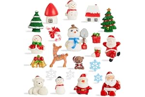 CCINEE 38PCS Christmas Miniature Figurines Ornament Kit Santa Claus Tree Resin Decoration for Fairy Garden Doll House Home Decor