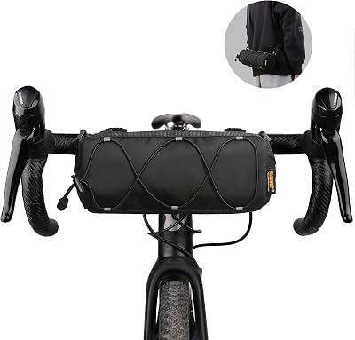 Rhinowalk Bike Handlebar Bag Front Bag 2.4L 900D Black with Straps
