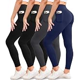 VALANDY Creamlush 4 Pack Daily Wear Leggings for Women Full Length &amp; Capri | Buttery Soft, Stretchy, Breathable, Gentle Tummy Control, Moves Freely, Squat-Proof, Easy-Care, Athletic Yoga Lounge Pants