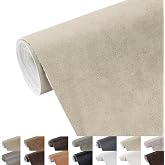 Faux Leather 1.3mm Upholstery Fabric by the Yard 55x180 Inch Beige | PU Waterproof Marine Vinyl, Soft Thick Vintage Leather Sheet for Sofa Wallet Chairs Cushion Craft Sewing Projects