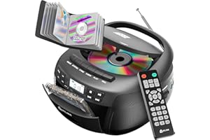 KLIM CD Player & Cassette Tape Player with Case, Bluetooth Boombox, AM/FM Radio, Stereo Sound, Remote, CD and Cassette Combo, Tape Recording, USB Drive, AUX, AC/DC Powered