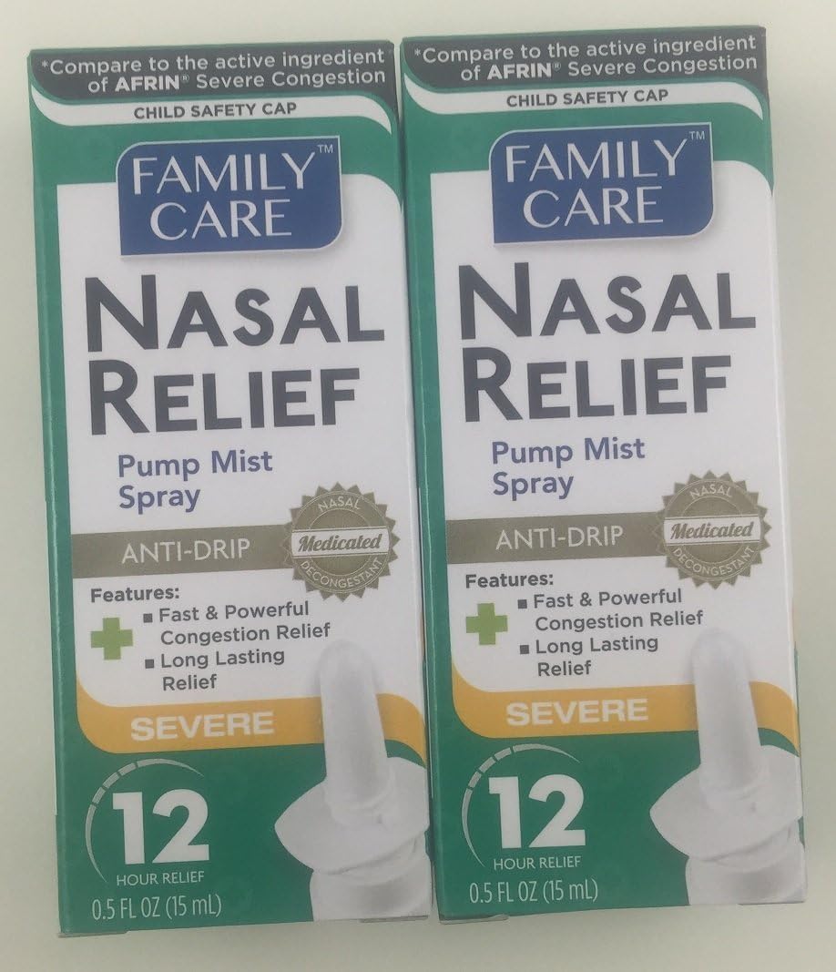 3 Pack - Family Care Nasal Relief Anti-drip Pump Mist - Oxymetazoline HCl: Health & Personal Care