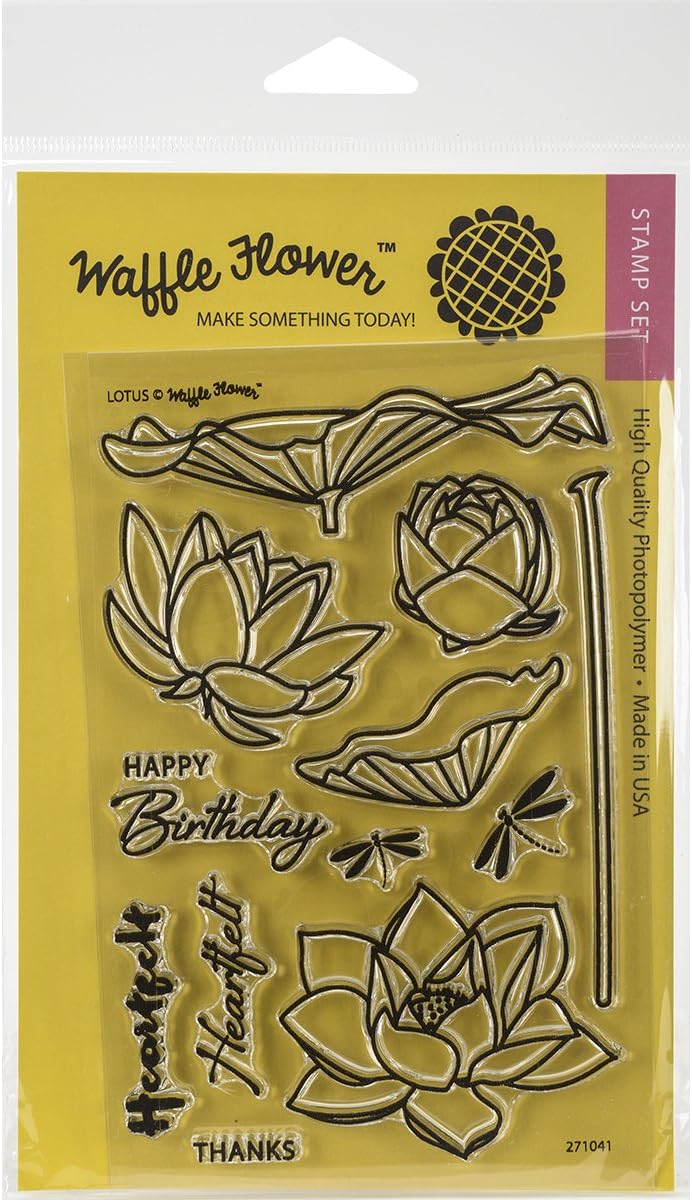 Waffle Flower Crafts Lotus Stamps, 4" by 6", Clear