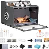 Puppy Incubator with Thermostat, Heating＆Fan, Kitten Incubator for Puppies | Built-In Storage Compartment, Removable Tray, Temperature Control for Newborn Kittens, Quiet Ventilation, Humidity Monitor