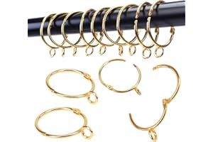 Openable Curtain Rings with Eyelet,24PCS Curtain Rings,Drapes Rings 1.25 in Interior Diameter,Hinge Snap-Joint Design, Fits C