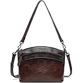 Vintage Leather Crossbody Bag for Women - Real Leather Purses Triple-Zip Shoulder Bag with 2 Straps for Daily Use | Geniune leather, water-resistant