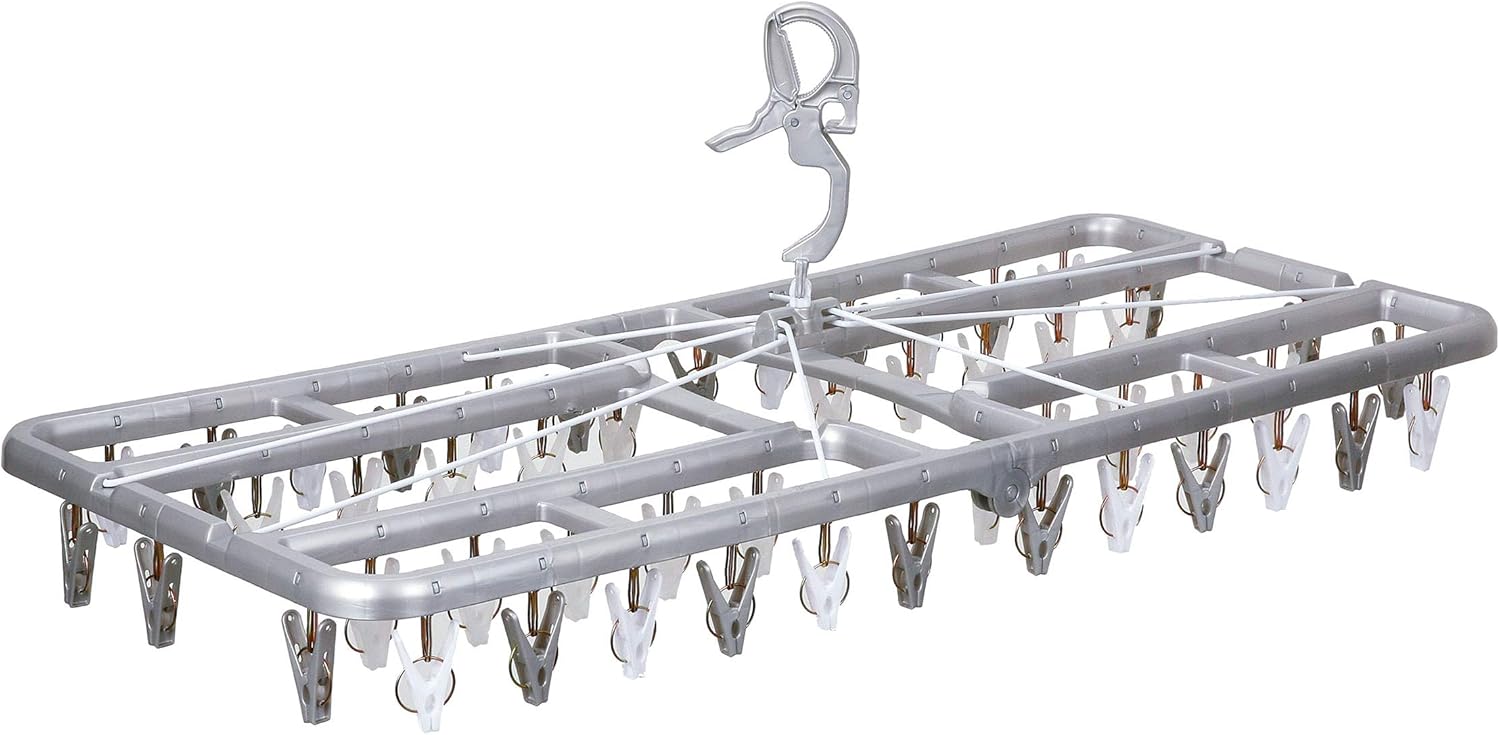 Amazon Co Jp ニシダ 洗濯物干し 角ハンガー プラ50 プレムアム ピンチ50個付 シルバー 94 32 40cm 一度にたくさん干せる大型フレーム ホーム キッチン