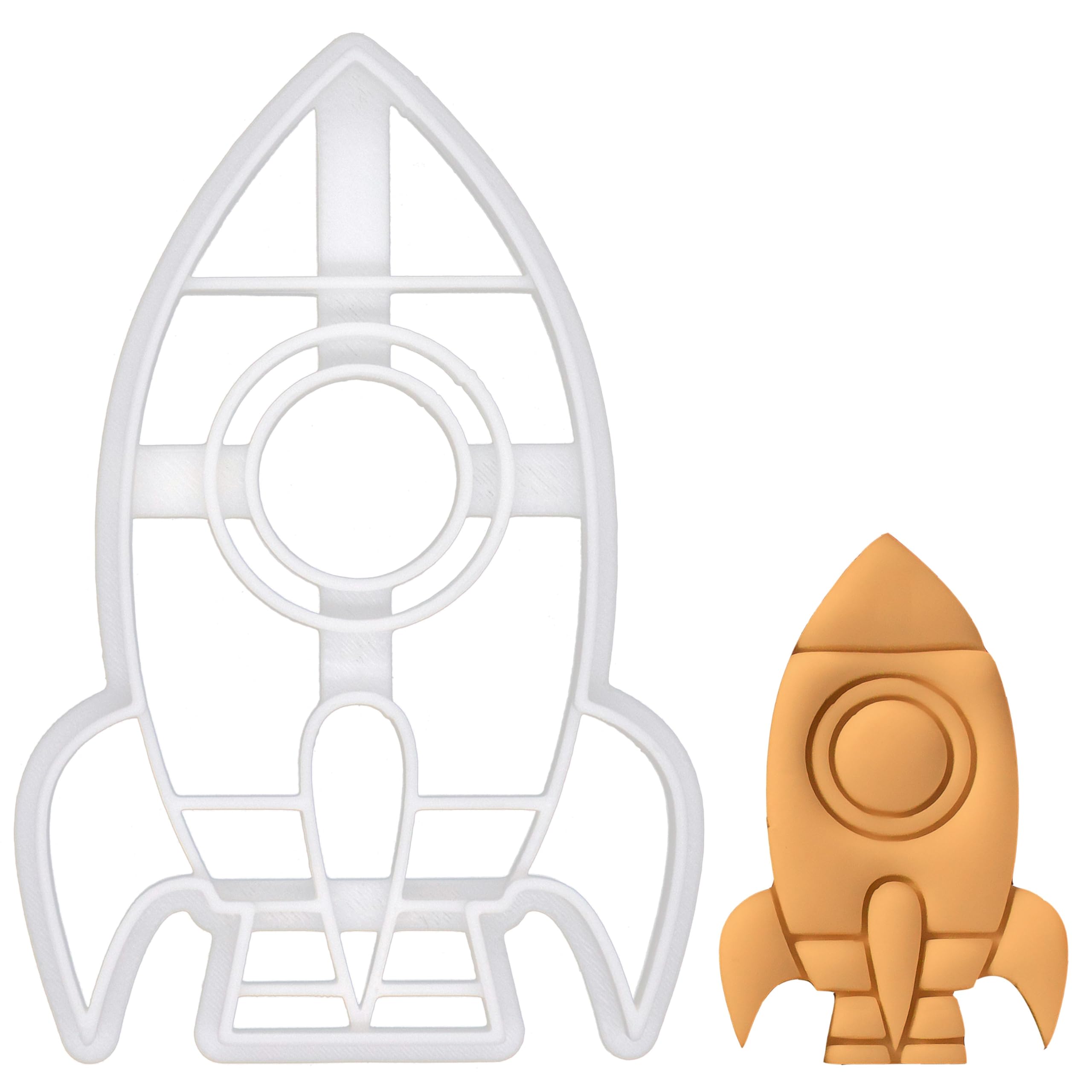 BAKERLOGY Rocket Cookie Cutter - Detailed Biscuit Cutter Design for Baking and Crafts, Ideal on Fondant, Dough, Clay