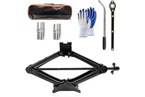 LSKASELUE Car Jack Kit, 2 Ton (4409 lbs) Scissor Jack Tire Change Repair Kit with Lug Wrench & Ratchet, Heavy Duty Lifting Ja