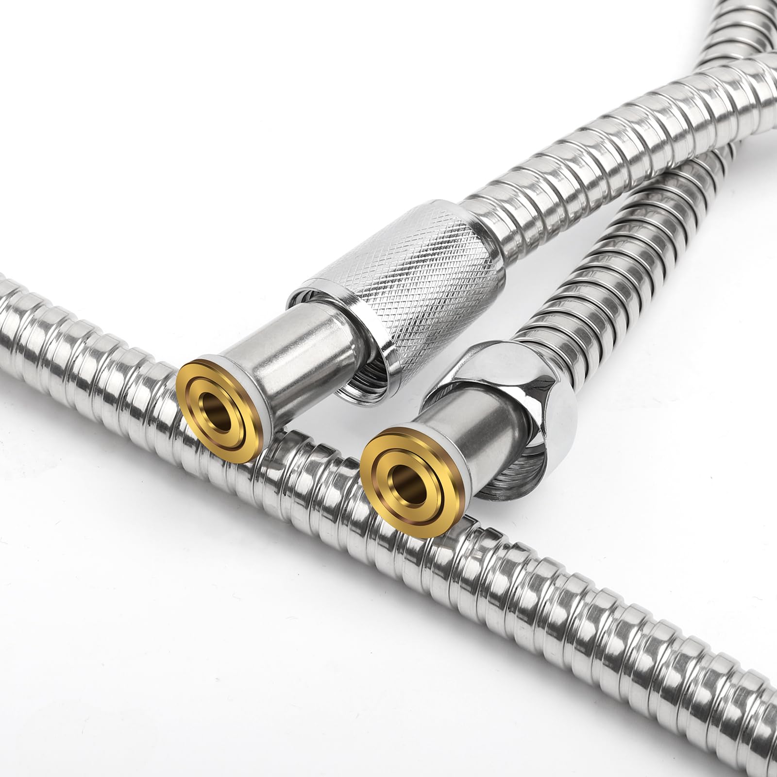 YEAUPE 1.8m(70") Universal Shower Pipe Anti-Kink Standard G1/2 All Copper Connectors Premium Replacement Stainless Steel Hose,Chrome