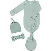 Baby Gowns 0-3 Months Soft Viscose Sleepers For Boy Girl, Breathable Newborn Sleepers With Mitten Cuffs
