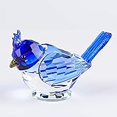 Qianwei Blue Crystal Bird Figurine Collectible - Cardinal Gifts Handmade Glass Animals Figurines Crystal Office Desk Table Home Decor Paperweight