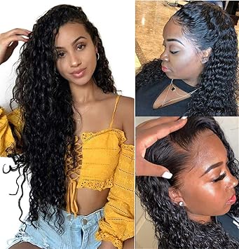 Amazon Com Luduna Wet And Wavy Wigs Pineapple Wave Lace Front Wigs Human Hair With Baby Hair 150 Density Unprocessed Pre Plucked Glueless Water Curly Human Hair Lace Wigs For Black Women