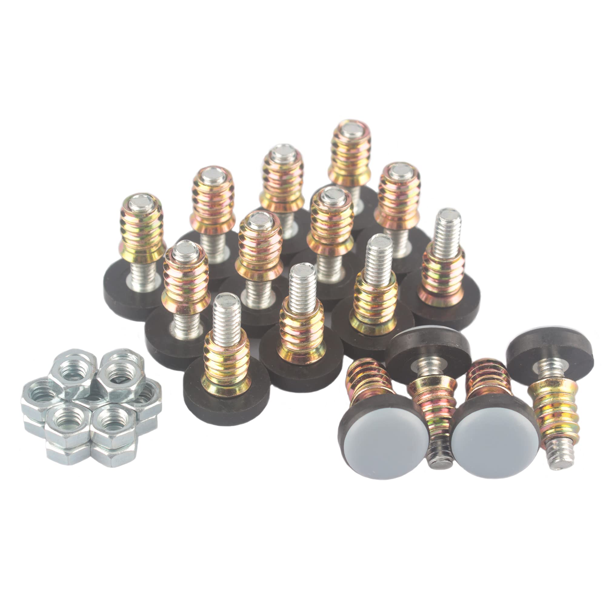 Photo 1 of CSFMC Furniture Leveler PTFE(Teflon) Bottom(20mm Base),Threaded Shank(1/4-20) Adjust Pads,Table/Chair/Cabinet/Sofa Medium Adjustable Legs Leveling,Nuts Installation and Floor Protection(16Pack)