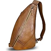 Genuine Leather Silng Bag for Women and Men Vintage Leather Sling Backpack Shoulder Crossbody Bag Chest Purses