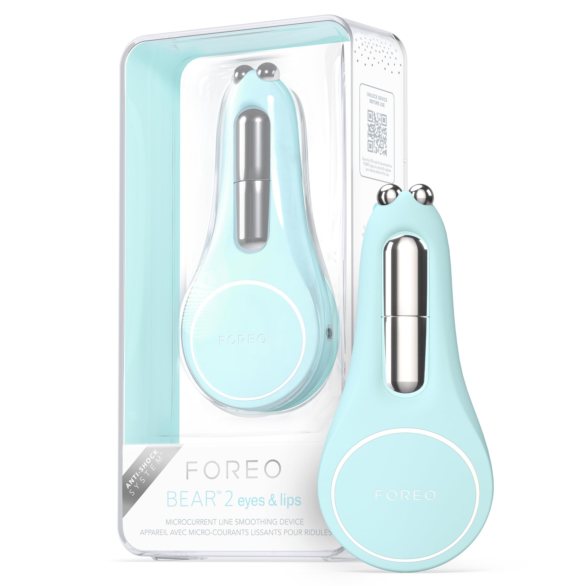 FOREO Bear 2 Eyes & Lips, Microcurrent Line Smoothing Instant Face Lift, Eye Care Device, Brow Lift, Dark Crcles Under Eye Treatment & Lip Plumper Device, Firming Beauty Products, Arctic Blue