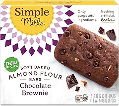 Simple Mills Almond Flour Soft Snack Bars, Choc Brownie, 1pk, 5ct, 1.19oz | Certified Gluten Free Breakfast Bars, Delightfull
