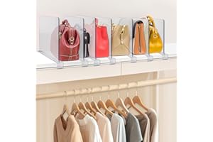 MINMUNJIU Purse Organizer for Closet, 6 Pack Shelf Dividers Handbag Organizer Purse Storage Organizer, Clear Acrylic Adjustable Shelf Dividers for Closet, Closet Organizers and Storage