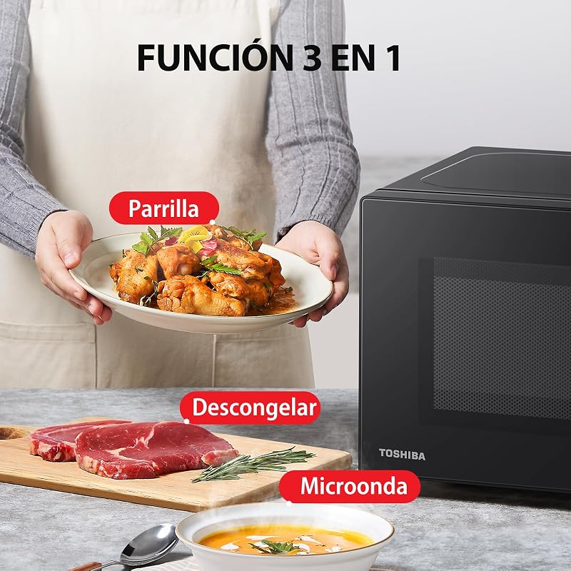 MW2-MG20P(BK) Forno micro-ondas 20 L, brilho 700W/1000W, com crispy grill e função de cozedura combinada, 9 níveis de potência,