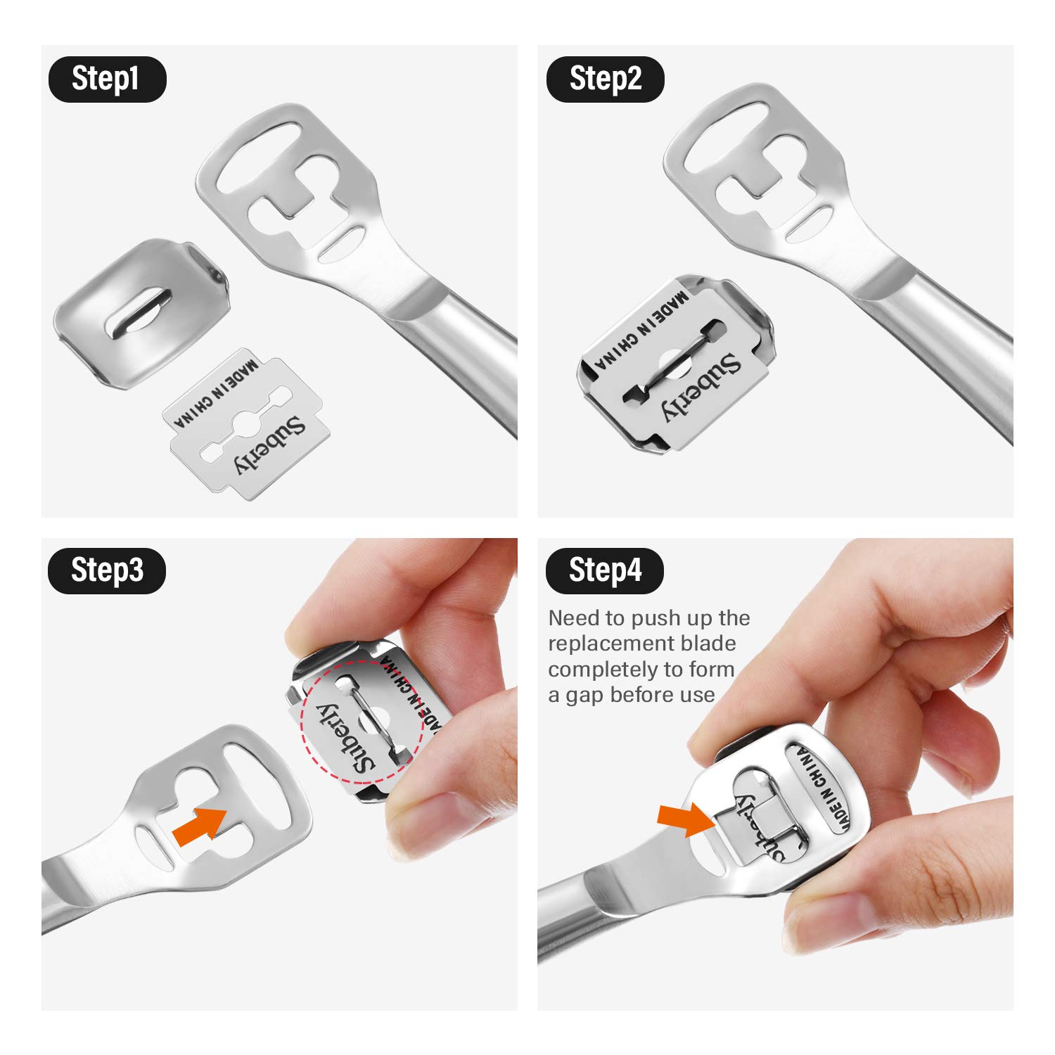 24 Pieces in Total, 2 Callus Shaver Sets Include 20 Replacement Slices 2 Callus Shavers and 2 Foot File Heads Foot Care Tools Steel Handle Hard Skin Remover for Hand Feet (Grooved Handle) : Beauty
