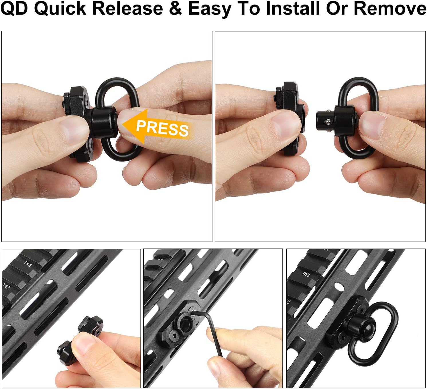 REERON MLOK QD Sling Mount Sling Swivels, 2 Pack 360° Rotation 1.25" Quick Detach Push Button QD Sling Swivels Mounts Adaptor for M-lok System : Sports & Outdoors