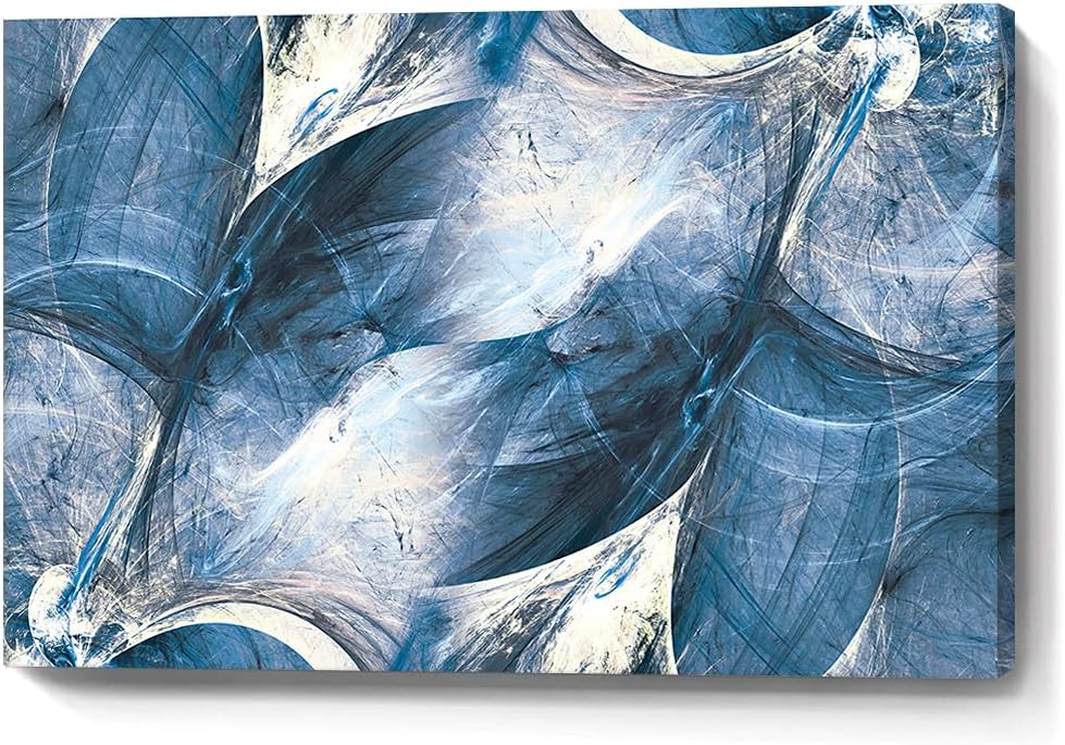 Paintings - Wall Art Canvas Abstract Art Paintings Blue Circle Graffiti on White Background Modern Artwork Decor for Living Room Bedroom Kitchen 30x20in