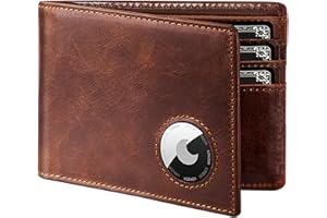 LORZOR AirTag Wallet- Bifold Full Grain Leather AirTag Wallet for Men, Minimalist Front Pocket Wallet with Airtag Holder, RFID Blocking, 12 Card Capacity Gift for Men(Vintage Brown)