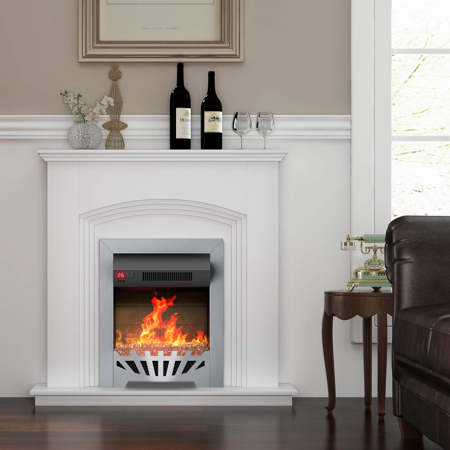 Fam Famgizmo Free Standing Electric Fireplace Suite Glass Fronted