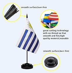 Uruguay Uruguayan Small Mini Desk Flag Set