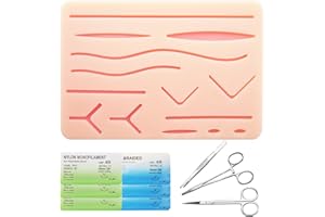 Suture Kit for Students, Suture Stitching Kit with 14 Pre-Cut Wounds, Ideal Practice Suture Training Kit (Education Use Only)