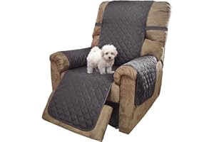 U-NICE HOME Recliner Chair Covers Reversible Chair Cover Pet Covers for Dogs with Elastic Straps Water Resistant Diamond Quilted (28''Recliner Oversized, Dark Grey/Dark Grey)
