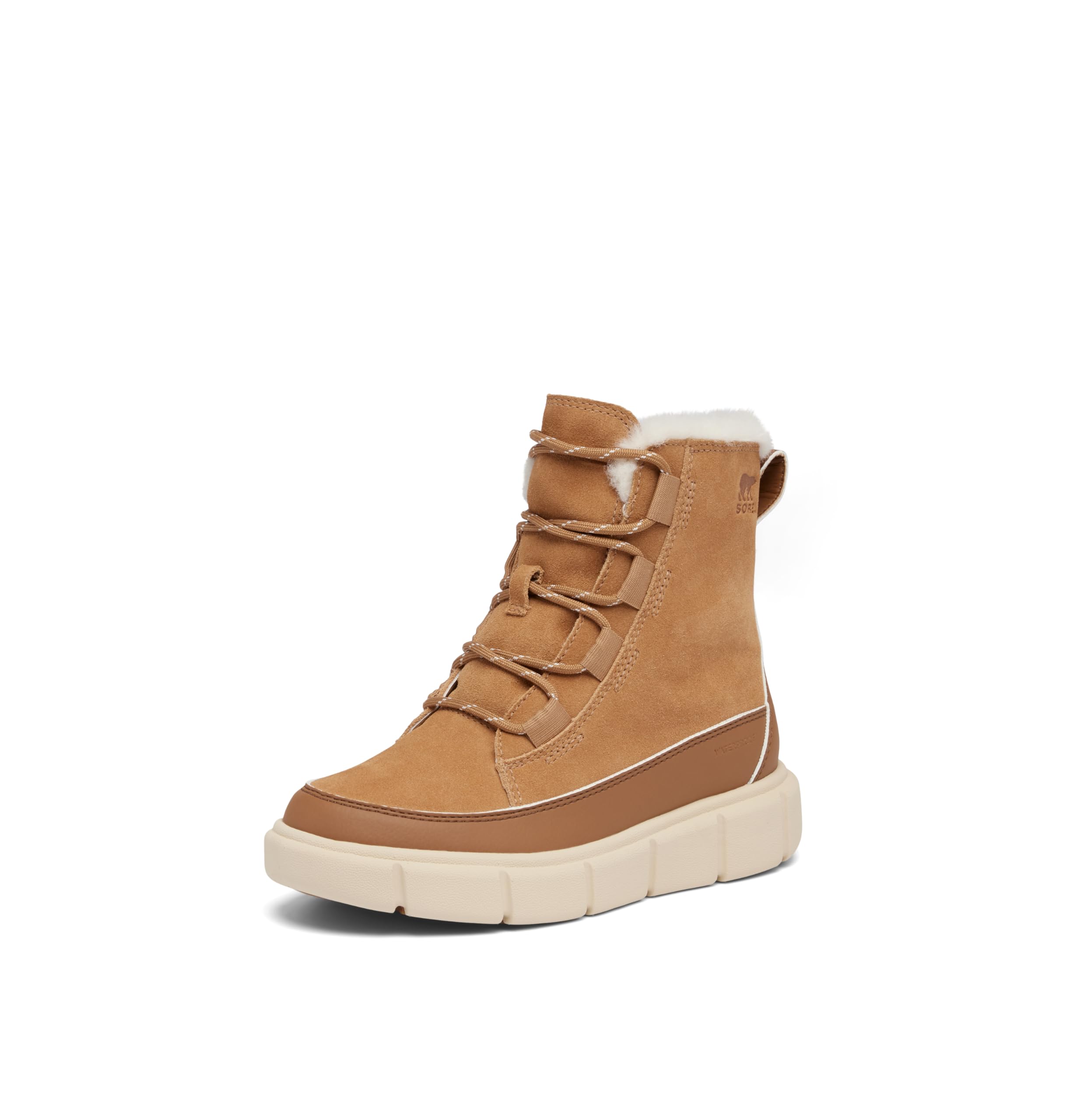 SOREL Children’s Explorer lll Lace Waterproof Boot – Tawny Buff, Bleached Ceramic – 5