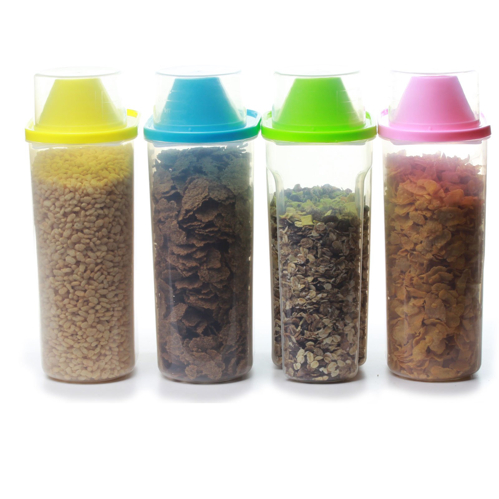 GOLDBEARUK Cereal Container tub X 4 Sealed with measuring cup (4 X Large 2.5L)