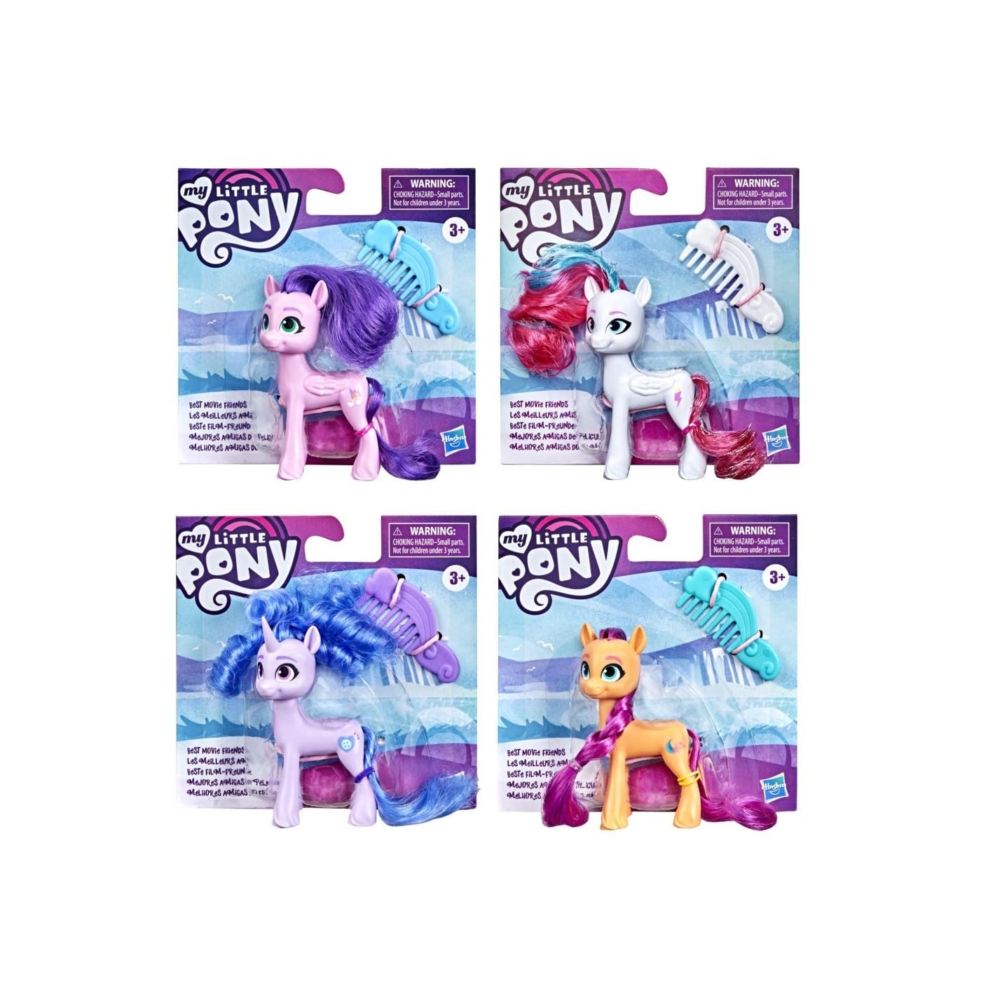 My Little Pony F26125L4 Best Movie Friends F2612 Pack of 3 Mini Dolls + Accessory - 8 cm - Izzy Moonbow + Sunny Starscout + Princess Petals