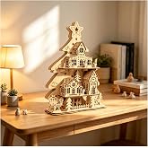Kaeuoy 3D Wooden Puzzles for Adults - DIY Christmas Tree Village Kit | Laser-Cut Mini House Kit, No-Glue, Stress Relief &amp; Screen-Free Activity, Festive Home Decor &amp; Gift for Teens &amp; Craft Lovers