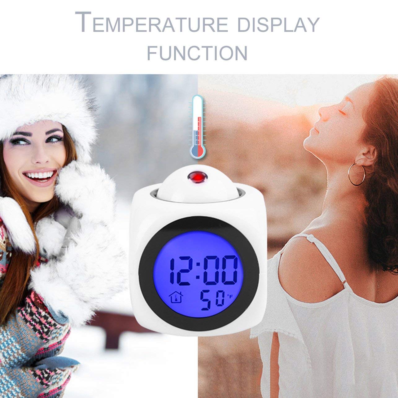 Orologio Digitale Auto 12-24V Con Termometro E Voltmetro: LCD Multifunzione Con Sensore, 3,62x2,16 Pollici
