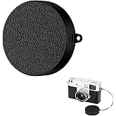 JJC Aluminum Lens Cap Cover Protector for Fuji Fujifilm X Half XHalf Digital Camera, Protective Lens Cap with PU Leather, Interior Soft EVA Material, with Anti-Lost String, Black Color