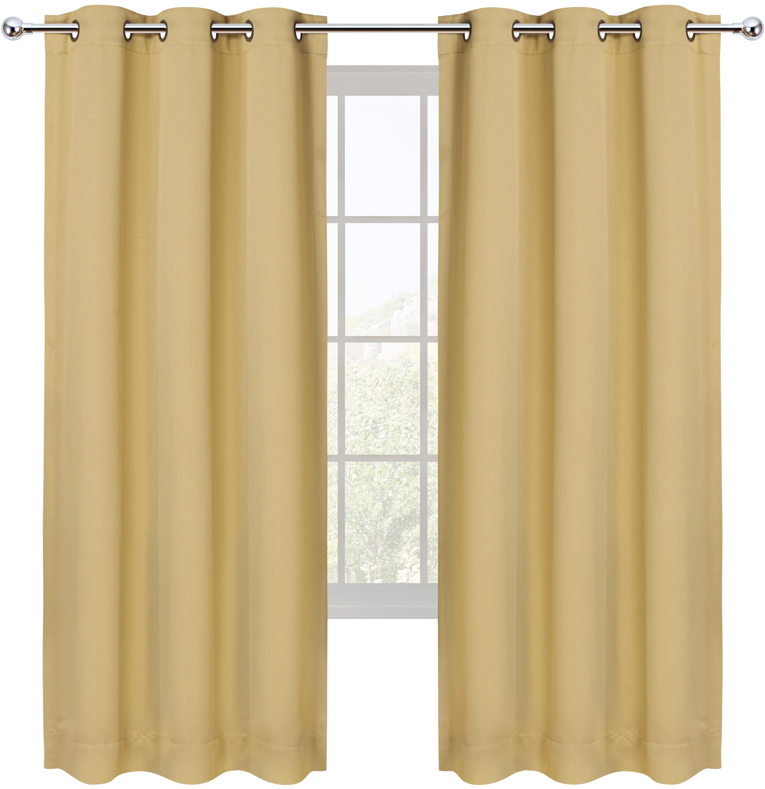 Utopia Bedding Blackout Curtains for Bedroom Grommet Window Curtains 63 Inch Length 2 Panels Thermal Insulated Drapes for Living Room (Biscotti Beige, 42W x 63L Inches)