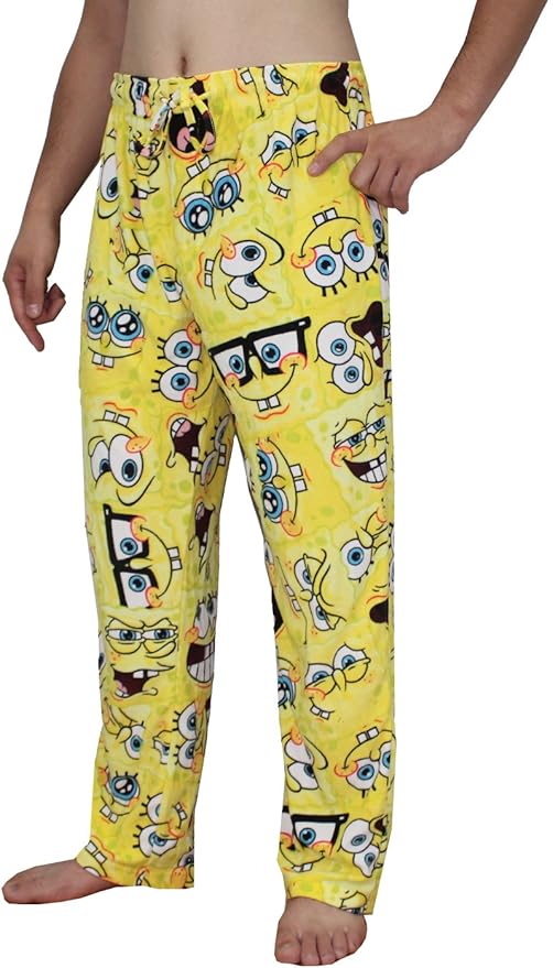 SpongeBob Mens Polar Fleece Sleepwear / Pajama Pants L Multicolor