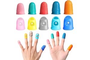 CREZTAIL 30 pcs Rubber Thimble, Rubber Finger Tips, Office thimbles for Hand Embroidery, Cutting, Knitting & Counting, dedos de silicona para las Manos, dedales para Coser，Thumb Thimble in 5 Sizes and Colors