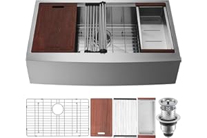 VEVOR Farmhouse Kitchen Sink, 304 Stainless Steel Drop-In Sinks, Top Mount Single Bowl Basin with Ledge & Accessories, Household Dishwasher Sinks for Workstation, Prep Kitchen, and Bar Sink, 30 inch