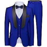 MAGE MALE Men's 3 Piece Suit Slim Fit Solid One Button Party Wedding Tuxedo Suits Blazer Jacket Vest Pants Set