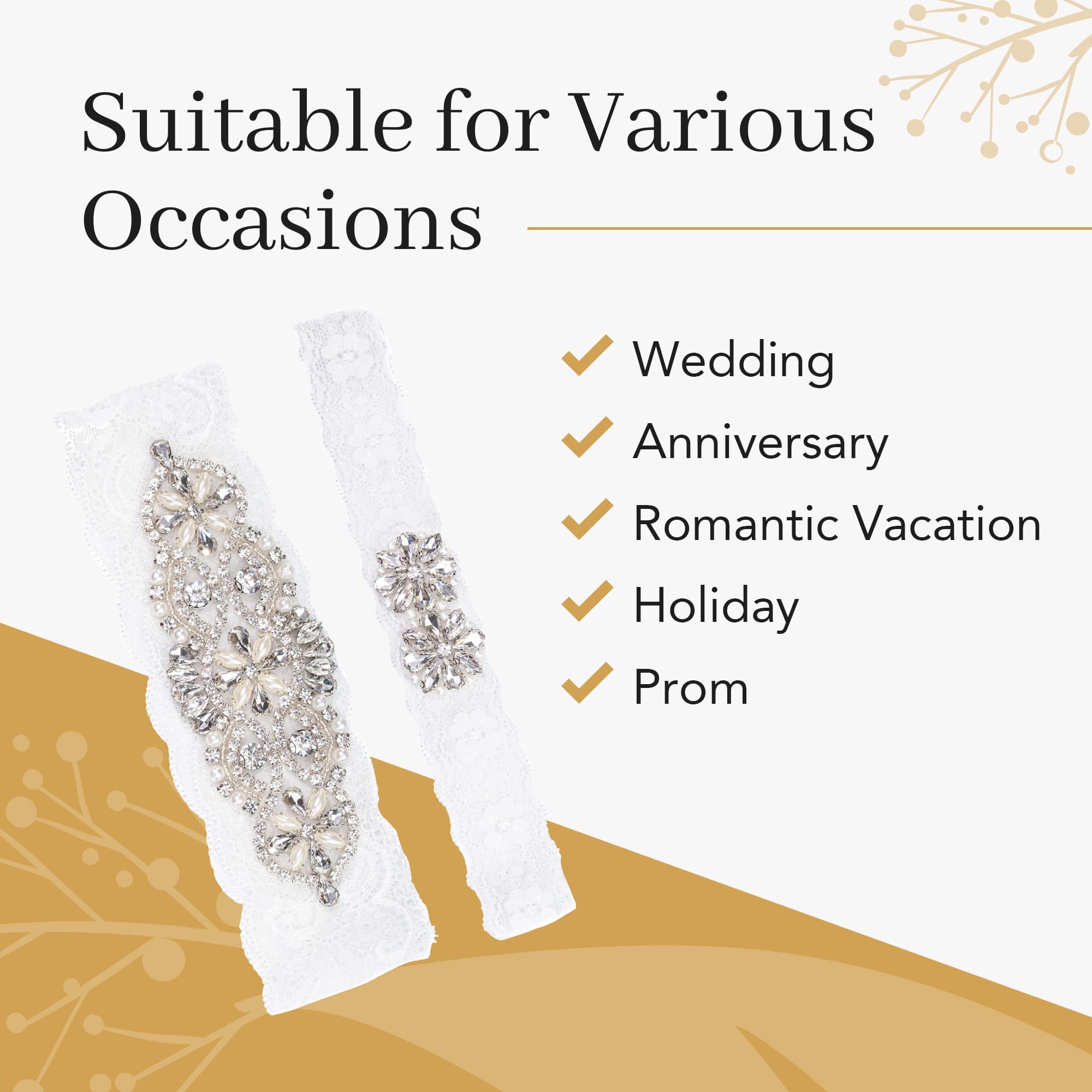 Large White Stretch Lace Wedding Leg Garter & Toss Set with Branded Luxurious Bag for Easy Storage. Made for Plus Size Woman