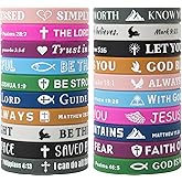 IDREAMBAND Bible Verse Bracelets – 20 Pcs Silicone Bracelets Bulk Jesus Bracelets – Cute Christian Bracelet Colored Wristbands – Comfortable and Lightweight – Perfect Religious Gifts for Men, Women