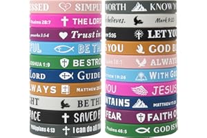 IDREAMBAND Bible Verse Bracelets – 20 Pcs Silicone Bracelets Bulk Jesus Bracelets – Cute Christian Bracelet Colored Wristbands – Comfortable and Lightweight – Perfect Religious Gifts for Men, Women