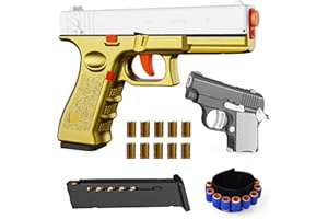 HCUSUS Fidget Toy, 2 Pack Shell Ejecting Toy with 10 Shell Casings, No Bullets, Non-Firing Toy Pistol Can be Loaded But Can't be Fired, Toys for Kids, Gold