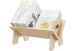 Ufine Small Wood Tilted Book Shelf Desktop Organizer Bookcase for Cookbooks Toddler Books in Home Office Kitchen Living Room Playroom